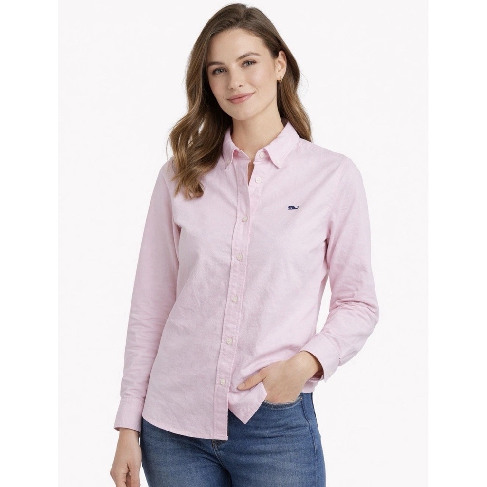 Vineyard Vines 4 Pink Button Up Shirt Oxford Chambray Whale Preppy Coastal 80s